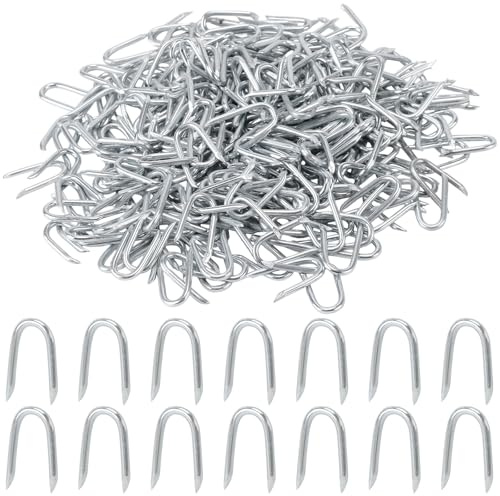 TAICHEUT 1800 PCS U Shaped Nails, Galvanised U Netting Fence Staples for Chicken Wire, Garden Mesh, Wire Fencing