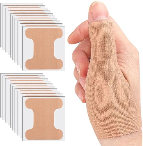 Vorgeschnittenes Kinesiologie-Tape für den Daumen, 20 selbstklebende Daumenschutzbänder, elastische Sportbänder, große Fingerbandagen für Sport, Hausarbeit, Gelenkstabilität und Genesung nach Verletzu