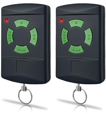 Lot de 2 émetteurs manuels HSM4-26,975 MHz - Télécommande Universelle de Rechange - Bouton Vert - 4 canaux - pour ouvre-Porte de Garage Hörmann - Compatible avec HSM4-26.975, HSM2, HS2, DH01, HM02