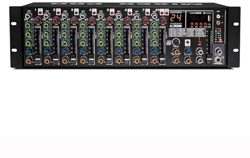 Professional Rack Mount Audio Mixer with 9 Preamplifiers, 24 Reverb Effects, USB/MP3/Bluetooth Playback for Broadcast and Recording