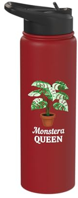 Monstera Queen Variegated Monstera Deliciosa House Plant Stainless Steel Insulated Water Bottle