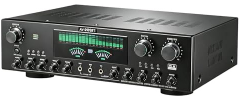 Amplificatore audio stereo a 7.1 canali, amplificatore HiFi Bluetooth 6.0 con doppio schermo dinamico, supporto per ingresso DVD/CD/AUX, radio FM, volume regolabile