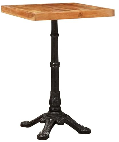 toolkix Bistrobord brunt massivt trä akacia 50 x 50 x 76 cm med gjutjärnsram rustikt träbord för matsal kök vardagsrum utrymmesbesparande modernt industriellt