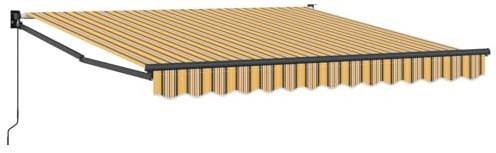 hliofuir Toldo con brazo articulado, multicolor, 350 x 250 cm, toldo retráctil manual de poliéster y aluminio para terraza y jardín, protección solar flexible y privacidad para exteriores
