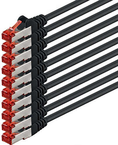 1aTTack.de 10x 5m Cat6 Cat.6 Ethernet-Kabel Cat 6 Netzwerk-Kabel Patch-Kabel RJ45 SFTP - Schwarz