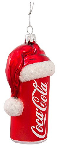 Coca-Cola Kurt Adler Glasdose mit Weihnachtsmannmütze, 11,4 cm