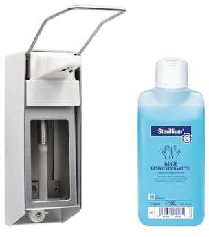 Medi-Inn Wandspender Eurospender Aluminium Langarmhebel mit Verschlussblende 500 ml (Spender+Sterillium 500 ml)