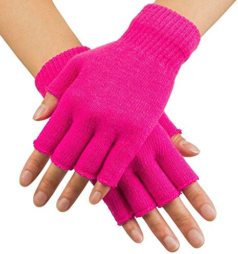 Boland - Fingerlose Neon Handschuhe, 80er Jahre, leuchten im Schwarzlicht, Armstulpen für Mottoparty, Karneval und Festival