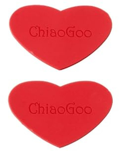 ChiaoGoo Gummigriffe in Herzform Rot zum Festziehen von Stricknadelspitzen und Seilen 2 Stück CG2599