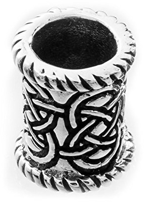 Windalf 925 Sterling Silber Haarperle 12 mm – Wikinger Bartperle mit keltischem Knotenmuster – Dreadlock Schmuck für Haar & Bart