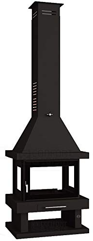 FM Chimenea metálica de leña Central 4 Caras con Cristal Serigrafiado