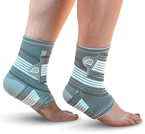 Bionix Sprunggelenkbandage rechts & links für Frauen, Männer & Kinder (2er Set) - Atmungsaktive Knöchelbandage zur Entlastung der Achillessehne - Fußgelenk Bandage für Sport & Fußball S