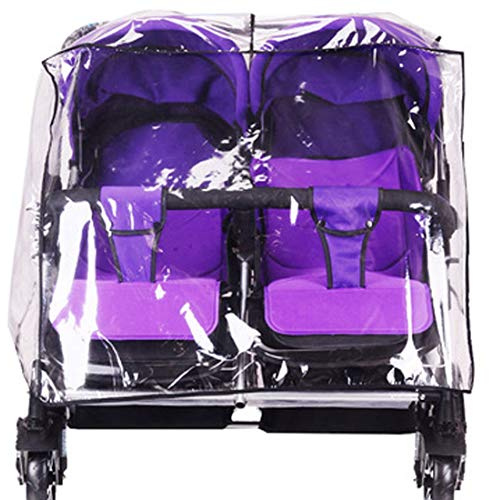 Levoberg Regenverdeck Zwillingswagen, Regenschutz Zwillingsbuggy, Zwillingskinderwagen Regenhaube,aus PEVA, transparent