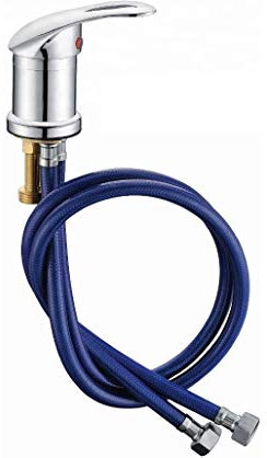 Rubinetto miscelatore per lavabo, con tubi lunghi, per saloni di parrucchiere, facile da montare, per risparmiare manodopera o fai da te, colore argento, 80 cm (tubi in PVC))