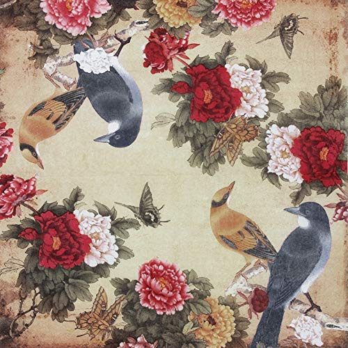 Decorative Disposable Napkins Floral Pattern Birds Printing Decoupage Paper For Dinner Tableware 20 Count