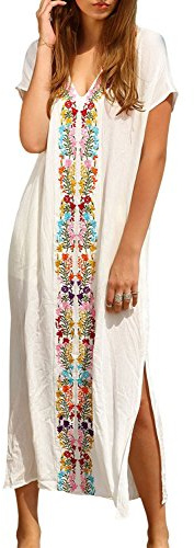 LikeJump Vestido de Playa Kaftan Kimonos Pareos Bohemia Cover Ups para Mujer