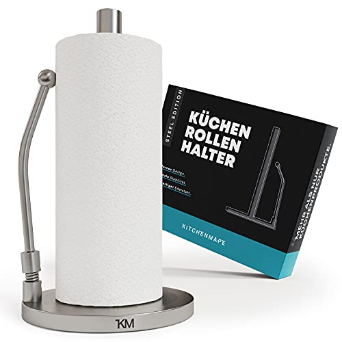 KITCHENMAPE Küchenrollenhalter aus Edelstahl (stehend) - Stabiler und langlebiger Papierrollenhalter - ideal zum Kochen - Zewa Rollenhalter mit modernem und schlichtem Look - perfekt für Deine Küche