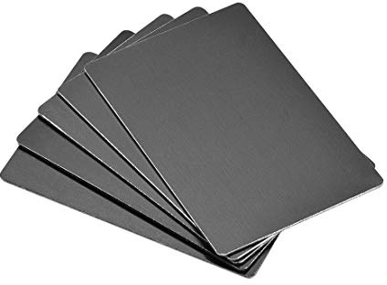 sourcing map 5 Stück Leere Metall Karten 100x60x0.8mm, Schwarz Metallkarte Aluminium Platte, DIY Lasergravur Rohlinge Tag für Klingelschild Visitenkarten Namensschilder Briefkasten Türschilder