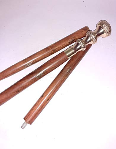 Gehstock aus Holz, antiker Messingknauf, Vintage-Stil, viktorianischer Gehstock aus Holz