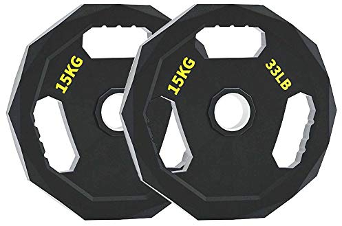2 StüCk Hantelscheiben,Home Gym Training StoßStange Platte mit Griff Design FüR Gewichtheben Fitness Workout Fettabbau,Rutschfest und Langlebig/Schwarz / 2x15KG