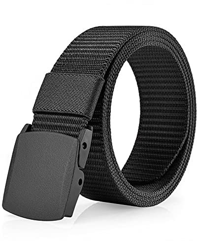 HYCOPROT Taktischer Gürtel für Elastischer Verstellbarer Stoffgürtel Gürtel Atmungsaktiver Nylon Canvas Belt mit Kunststoff Schnalle (1pcs, Schwarz)