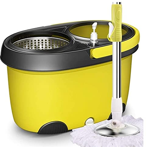 BKWJ Mopas giratorias para Limpieza de Piso, trapeador y Cubo con Conjunto de escritorios, trapeador de Acero Inoxidable y balde, Microfibra rotando el trapeador