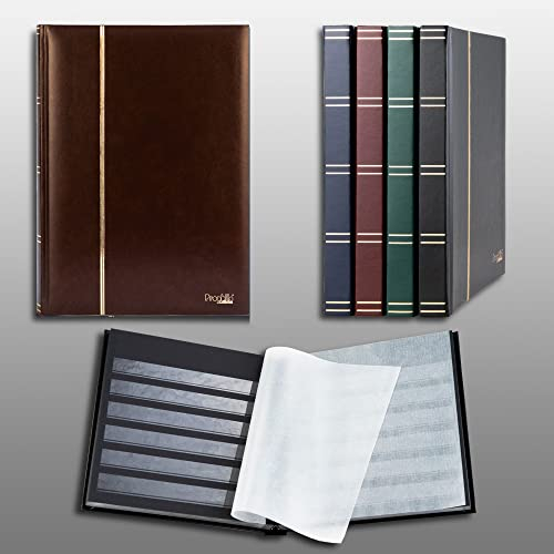 Prophila 32 schwarze Seiten A5 Prophila Briefmarken-Einsteckbuch brauner Einband