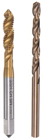 sourcing map M5 x 0.8 Spiral Flute Tap 4.2mm Drill Bit Set, Metric Titanium Plated M35 Cobalt High Speed Steel Machine Threading Screw Tap Drilling Tool