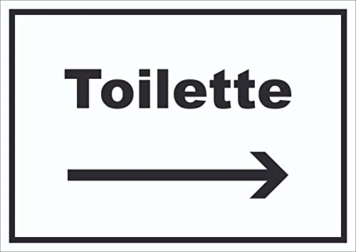 HB-Druck Toilette Schild mit Text und Richtungspfeil rechts Klo WC waagerecht A5 Rückseite selbstklebend