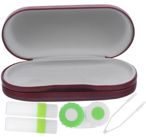 Healifty 1stück Doppelschichtiger Brillen Linsenetui Tragbare Myopie-linsenbox Für Zuhause Und Reisen Rot Mit Spiegel Und Kratzschutz