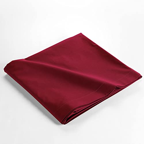 Douceur d'Intérieur, Drap Plat 2 Personnes (240 x 300 cm) Biolina Bordeaux, 100% Coton Bio