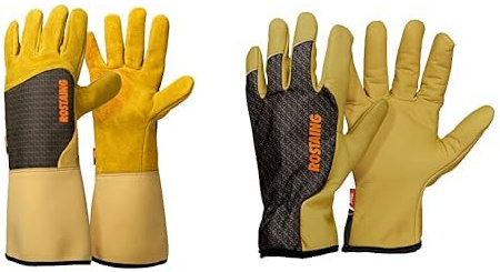 ROSTAING Gants RONCIER - Paire de Jardinage - Protection Cuir - Anti Coupure & Mixte Séquoia - Jardin Cuir, Beige/Marron, Taille 9 (Lot de 1) EU