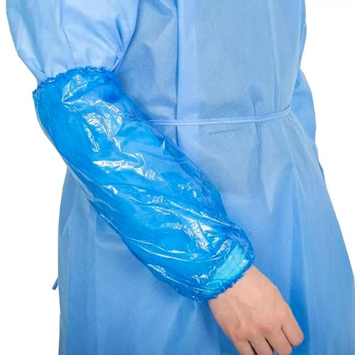 Areso – Manguitos Desechables de Plastico 100 Unidades, Mangas Impermeamles para Brazos Ajustable en Color Azul