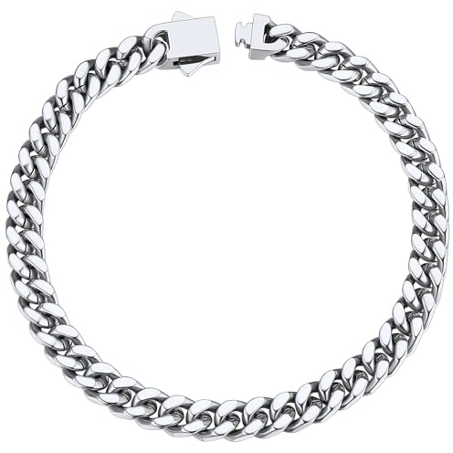 ChainsHouse Armband män kvinnor rostfritt stål kedja pansarkedja kubansk kedja armband 19 cm/21 cm/23 cm herrarmband valbart 5 mm/7 mm/9 mm/12 mm bred smyckekedja, 19/21/23 cm, Rostfritt stål