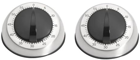 SPORTARC Mechanischer Küchentimer, 2-Pack Küchentimer Mechanisch Edelstahl Quadrat, Eieruhren Mechanisch Edelstahl mit Magnetisch 60 Minute Timing und Laut Alarmglocke für Küche Kochen Backen