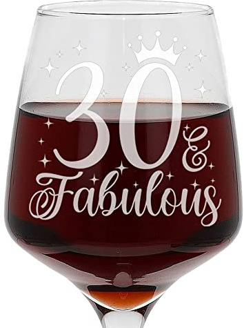 Always Looking Good Regalo de cumpleaños número 30 para mujer, copa de vino con tallo grande grabado, 400 ml, grabado con láser