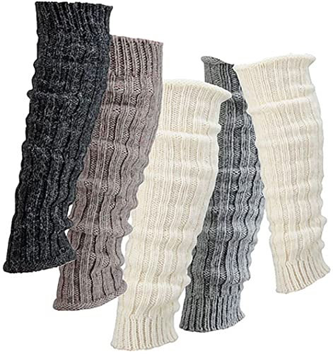 WOWERAT Damen Grobstrick-Stulpe mit Alpakawolle Legwarmers 1 Paar (Gr. one-size, taupe)