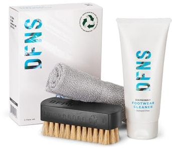 DFNS Footwear Cleaning Kit, include Detergente per Calzature, Spazzola per la Pulizia delle Calzature e Panno in microfibra, per la cura di scarpe in Pelle, Camoscio, Nabuk e tela, Sneakers