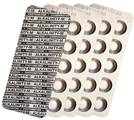 harren24 Photometer Testtabletten Chlor DPD1, DPD3, Aktivsauerstoff DPD4, pH-Wert Phenol Red, Alkalinity M, CYA, Poollab Wassertester 50x 100x 250x 500x (Alkalinity M / 50x)