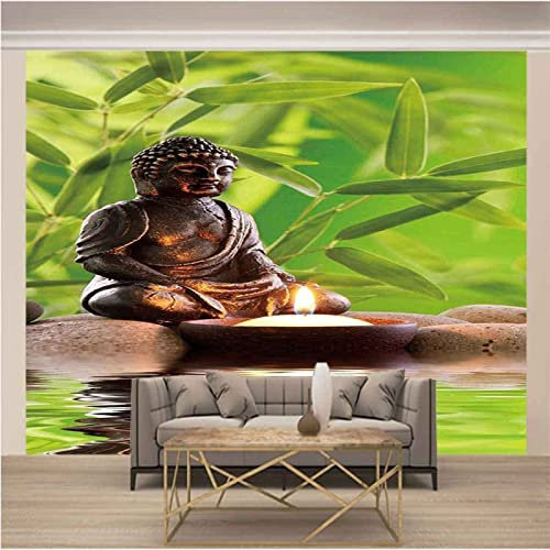 Papel Pintado 3D Estatua De Buda Hoja Verde Fotomurales 3D Tv Fondo Pared Dormitorio Murales Papel Tapiz Moderno