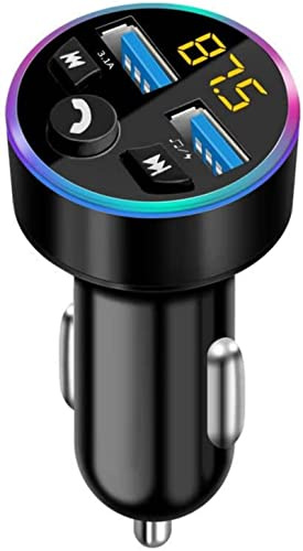 Transmisor FM Bluetooth 5.0,Adaptador de Audio para Reproductor MP3,con Puertos de Carga USB Duales, Adecuado para teléfonos móviles
