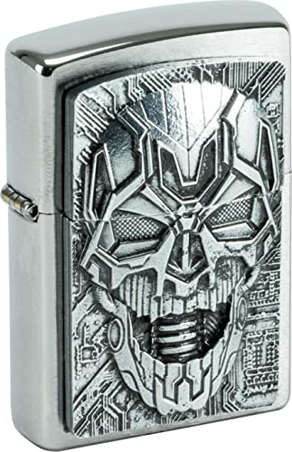 Zippo - Mechero de Truco de Calavera técnica, Cromo Pulido, con Emblema, Recargable, Reutilizable, diseño Resistente al Viento, Caja de Regalo, Fabricado en Estados Unidos