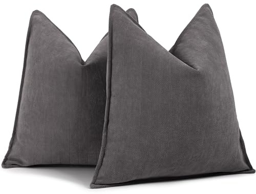 ZWJD Rustikales Grau Kissenbezug 40x40 2er Set Chenille Kissenbezüge Sofakissen Kissenhüllen mit elegantem Design, weiche und luxuriöse dekorative Dekokissen für Couch, Bett und Heimdekoration