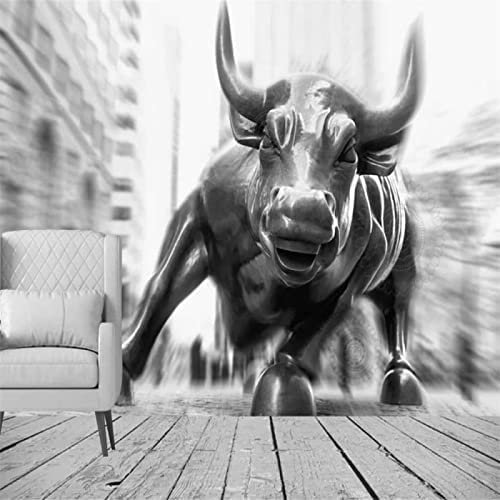 Style Européen 3D Bull De Cuivre De Wall Street Photo Peintures Murales Papier Peint Salon Hôtel Luxe Fond Peinture Murale Décor Peler Et Coller Affiches Murales Aut 200 (largeur) x 150 (hauteur) cm