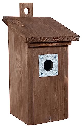 VOSS.garden Nistkasten Edvin aus Kiefer, Bruthäuschen, Brutplatz, Nistplatz für Höhlenbrüter wie Meisen, Kleiber, Trauerschnäpper, Sperlinge, Bruthaus, Kiefernholz