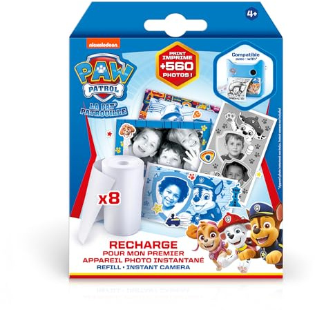 Canal Toys - Pat'Patrouille - Recharge pour Mon Premier Appareil Photo Instantané - 8 Rouleaux de Papier, 2 Planches de Stickers et 10 Cadres Autocollants-PPC 038