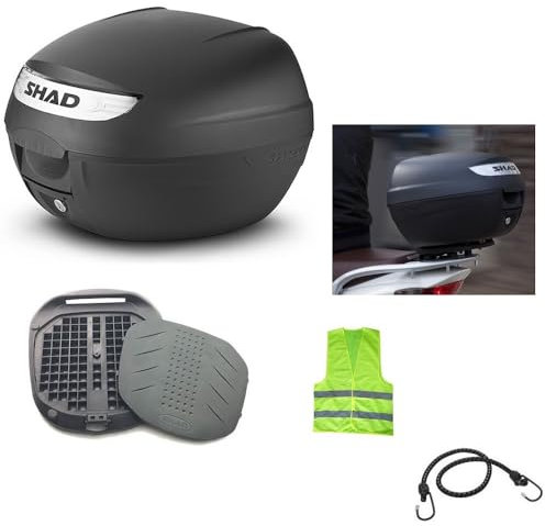 COMPATIBLE CON 1800 SOFTAIL CONVERTIBLE BAÚL SHAD SH26 VALIGA DE 26 LITROS NEGRO BAULE PARA 1 CASCO INTEGRAL+PLACA UNIVERSAL PARA PORTAPACOS MOTO SCOOTER+KIT MONTAJE