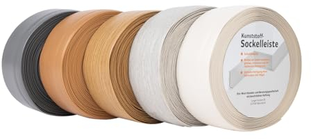 KARAT Weichsockelleiste 50 x 15mm, 25 Meter - selbstklebende Rückseite - Sockelleiste aus PVC für Küche und Bad, Knickleiste Klebeleisten individuell zuschneidbar (Weiß, Oslo)