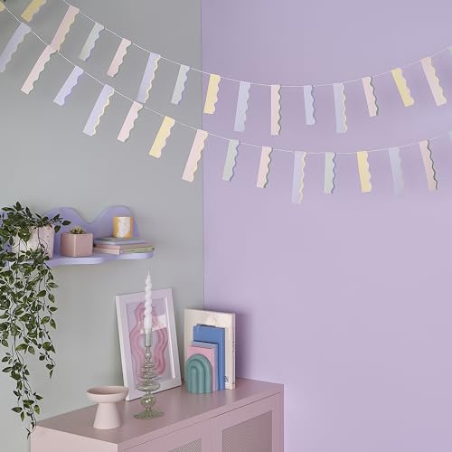 Ginger Ray Ghirlanda ondulata color pastello con bandierine da appendere, decorazione per feste, 5 m