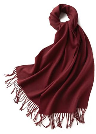 tuwiwol Weicher Kaschmir Wollschal, warm, gemütlich, vielseitig, einfach zu kombinieren, langlebig, langlebig, Stoff, Winter Feinstrickschals, Weinrot